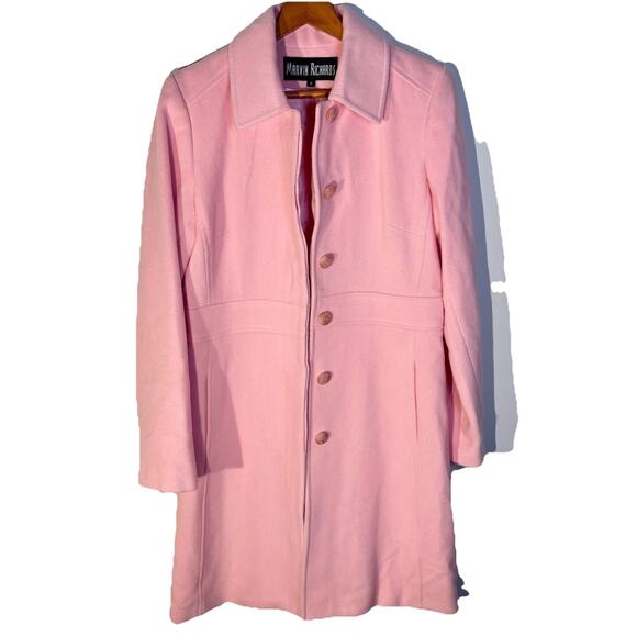 VINTAGE 90s MARVIN RICHARDS BABY PINK 100% WOOL COAT SIZE 6 - Picture 1 of 8